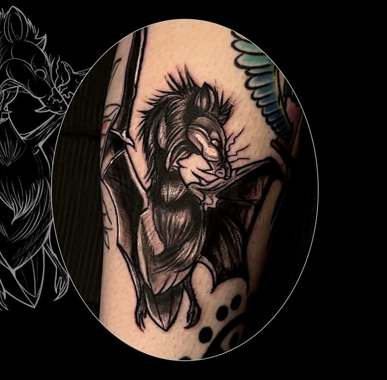 Tattoo by @monstermishtattoos — black_and_grey, dark_realism