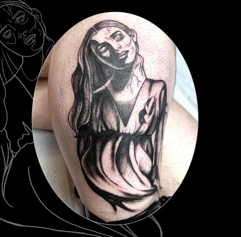 Tattoo by @monstermishtattoos — black_and_grey, realism