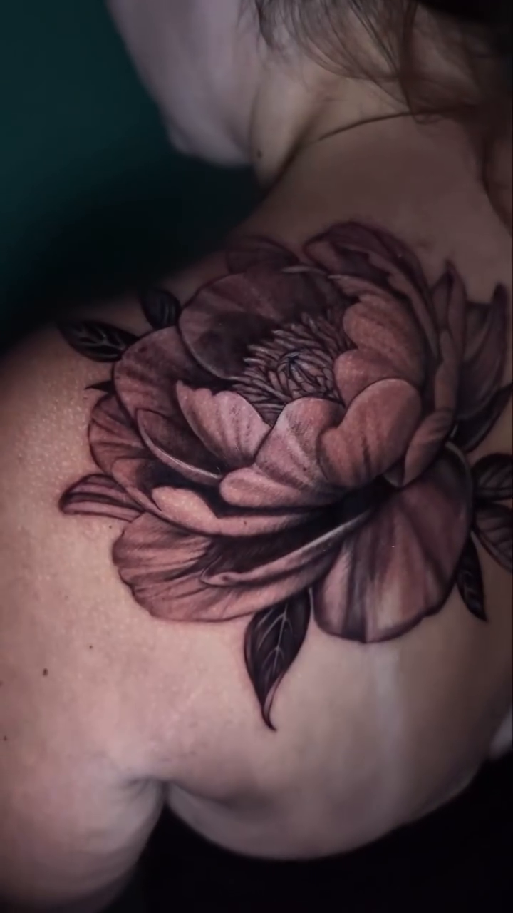 Peony flower realism tattoo by 💎 Neon