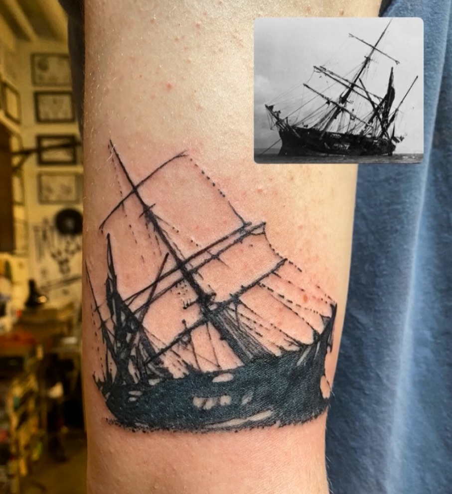 Tattoo by @katelaw_tattoos — black_and_grey