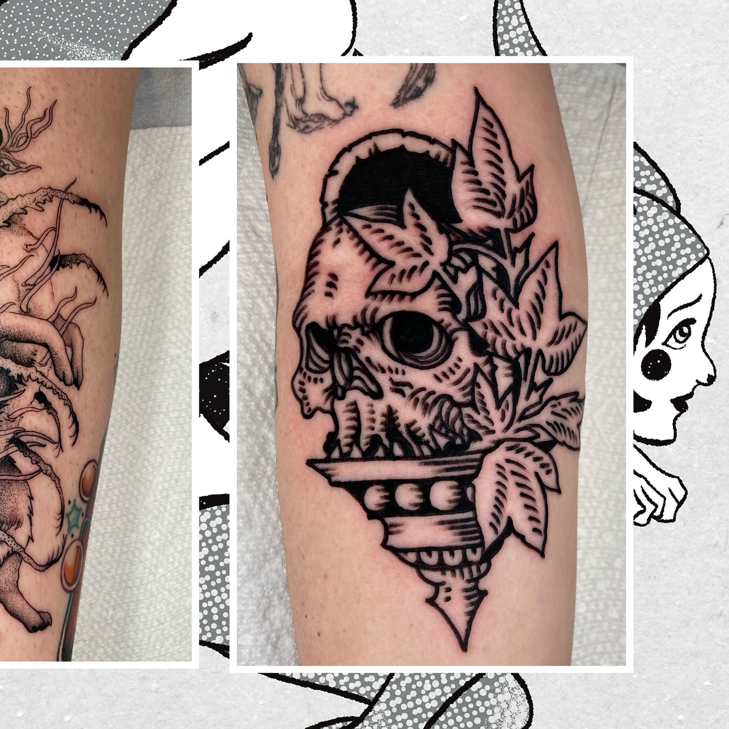Tattoo by @quinndoskis — black_and_grey