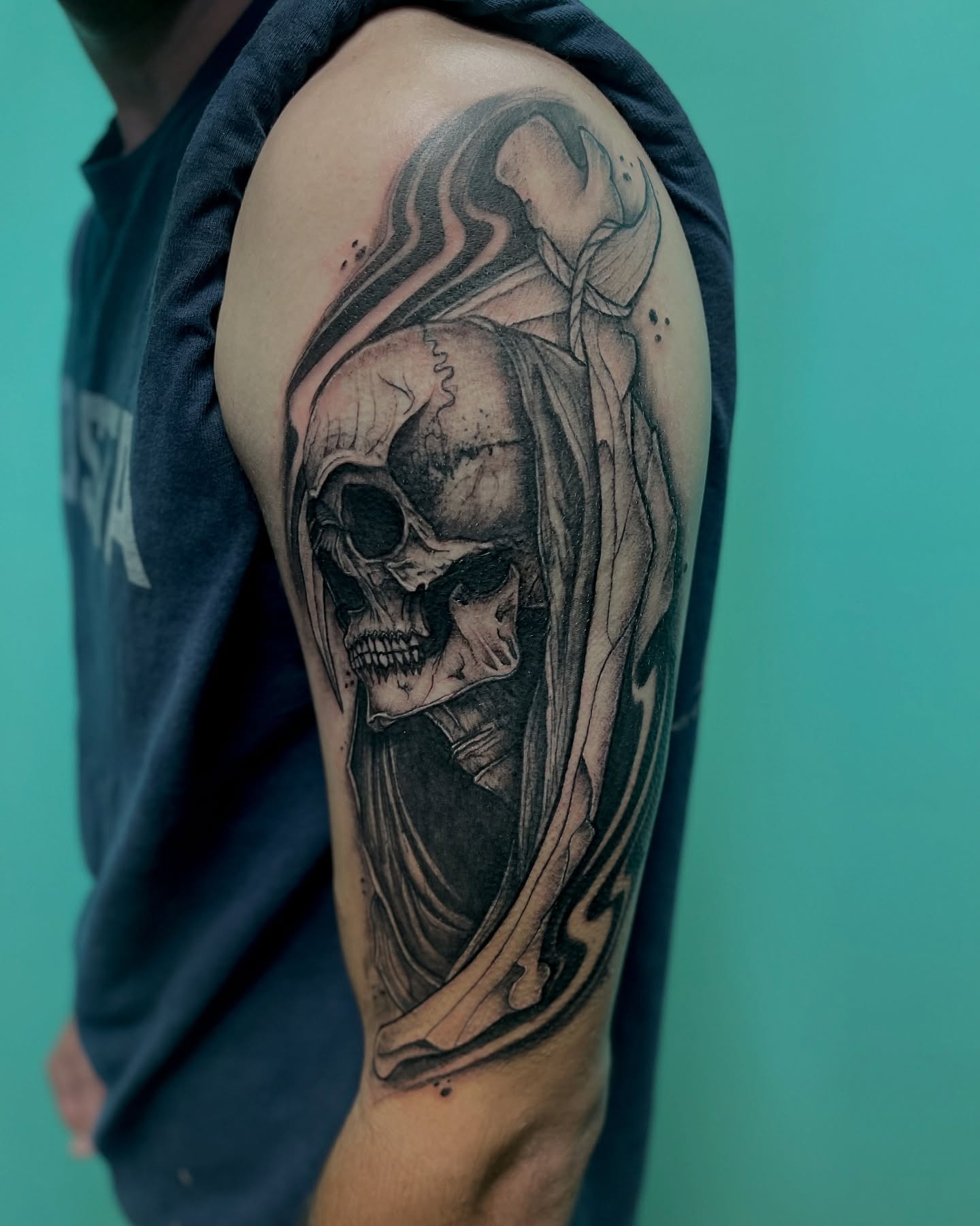 Tattoo by @tat2garrett — black_and_grey, realism