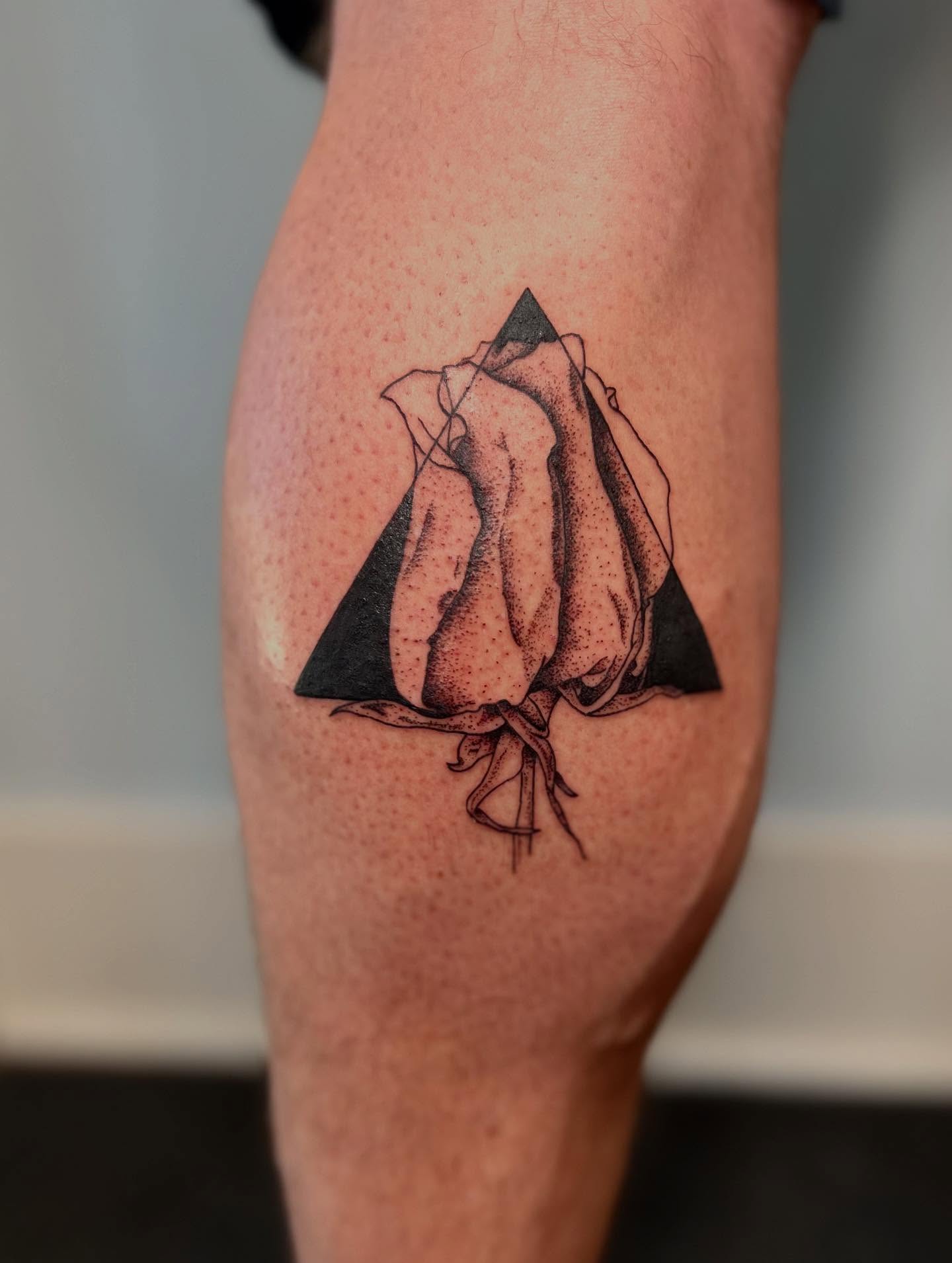 Tattoo by @laceyink_ — dotwork, geometric