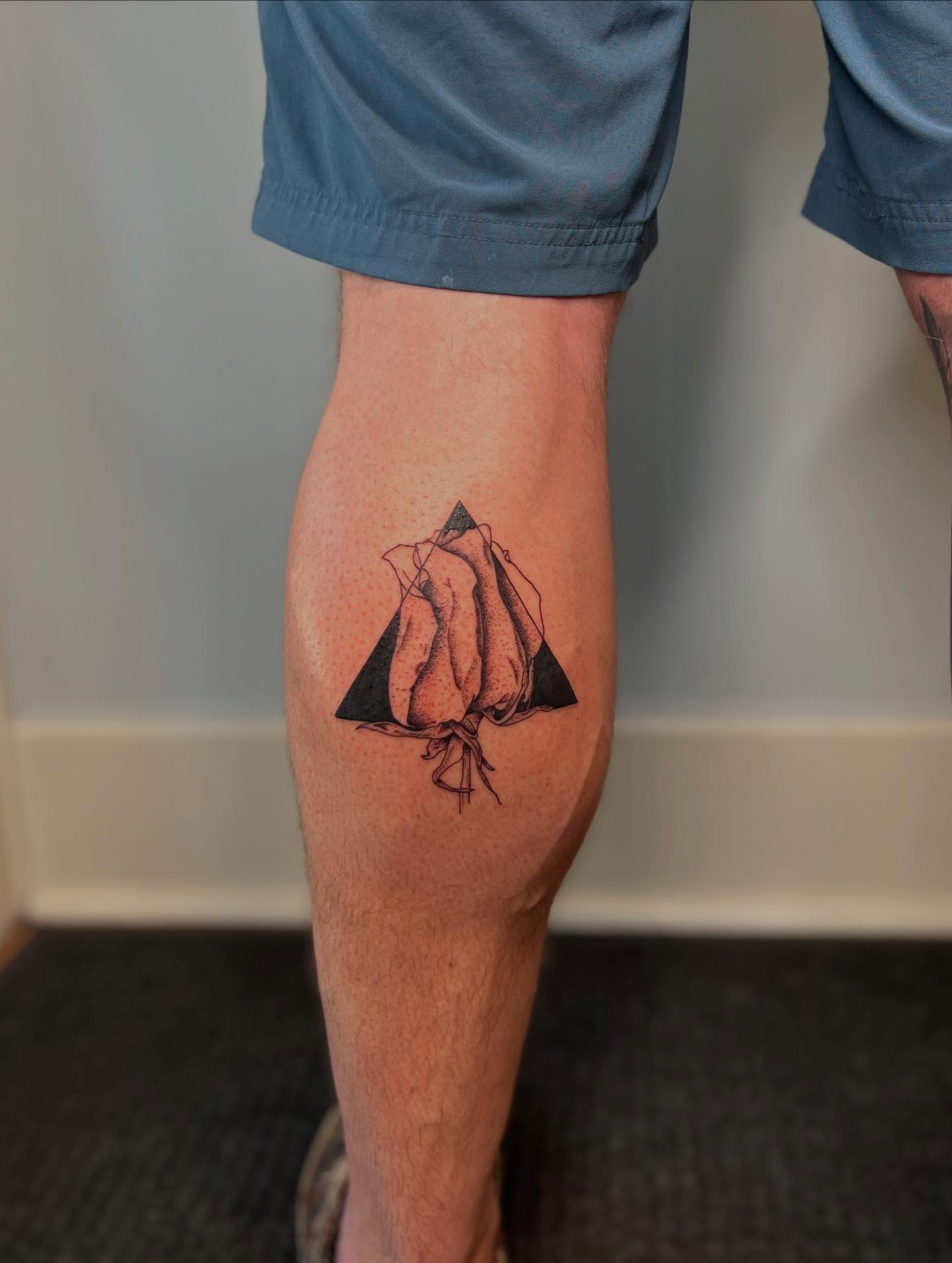 Tattoo by @laceyink_ — dotwork, geometric