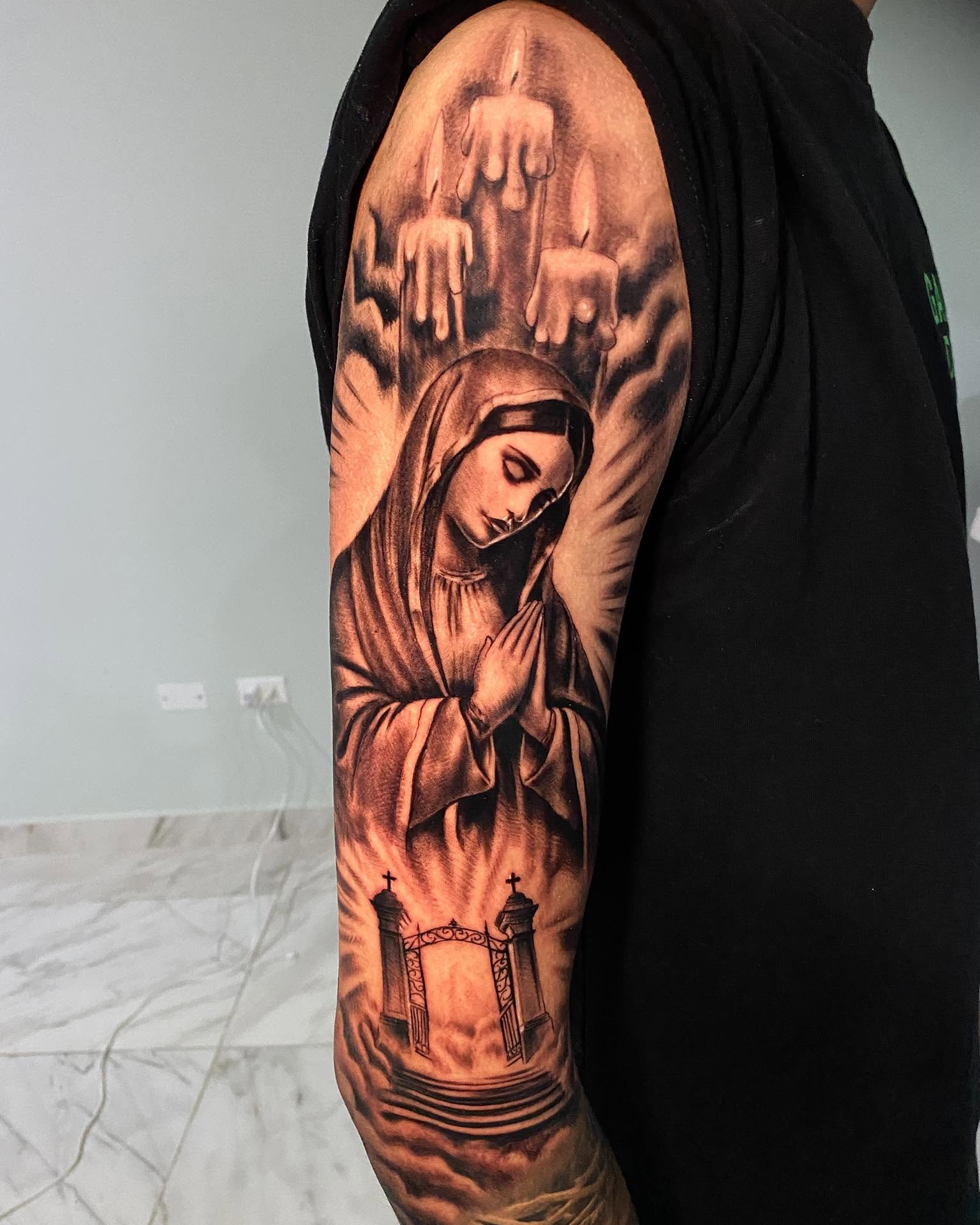 Tattoo by @aifos_arts94 — realism, black_and_grey