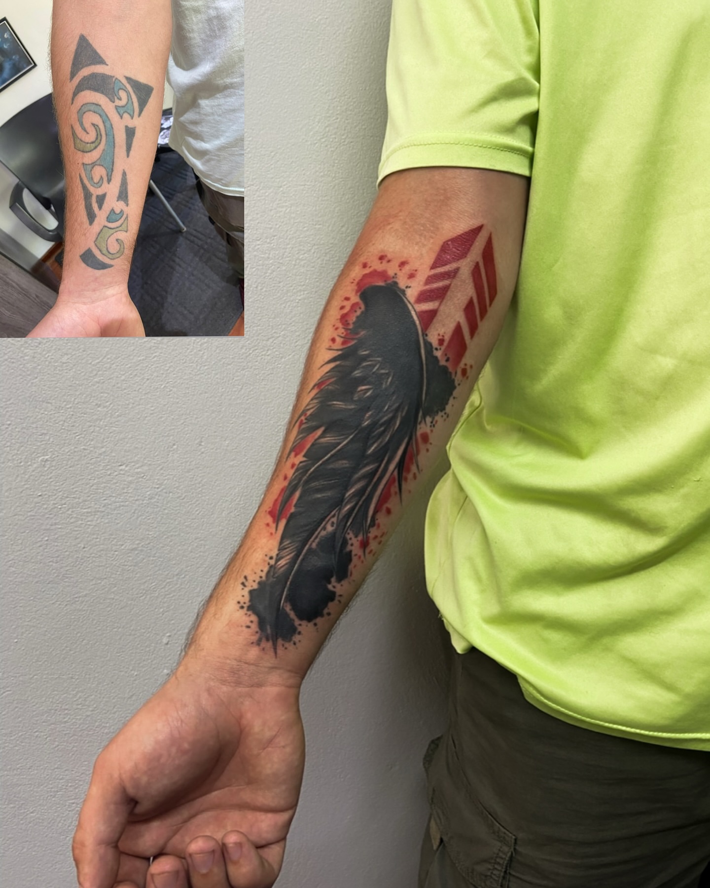 Feather realism tattoo on the forearm by Art by Aimee