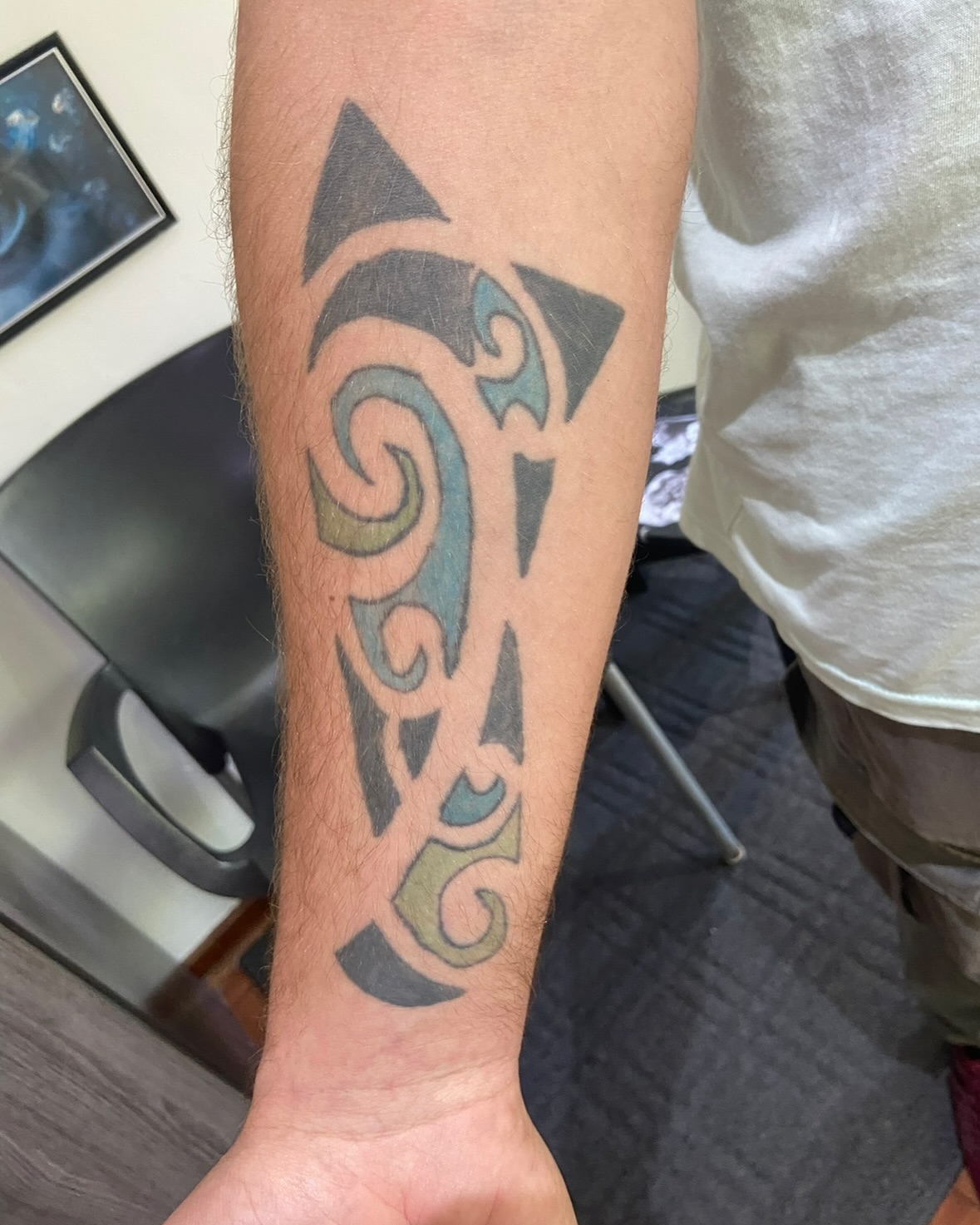 Tribal design tribal tattoo on the forearm by Art by Aimee