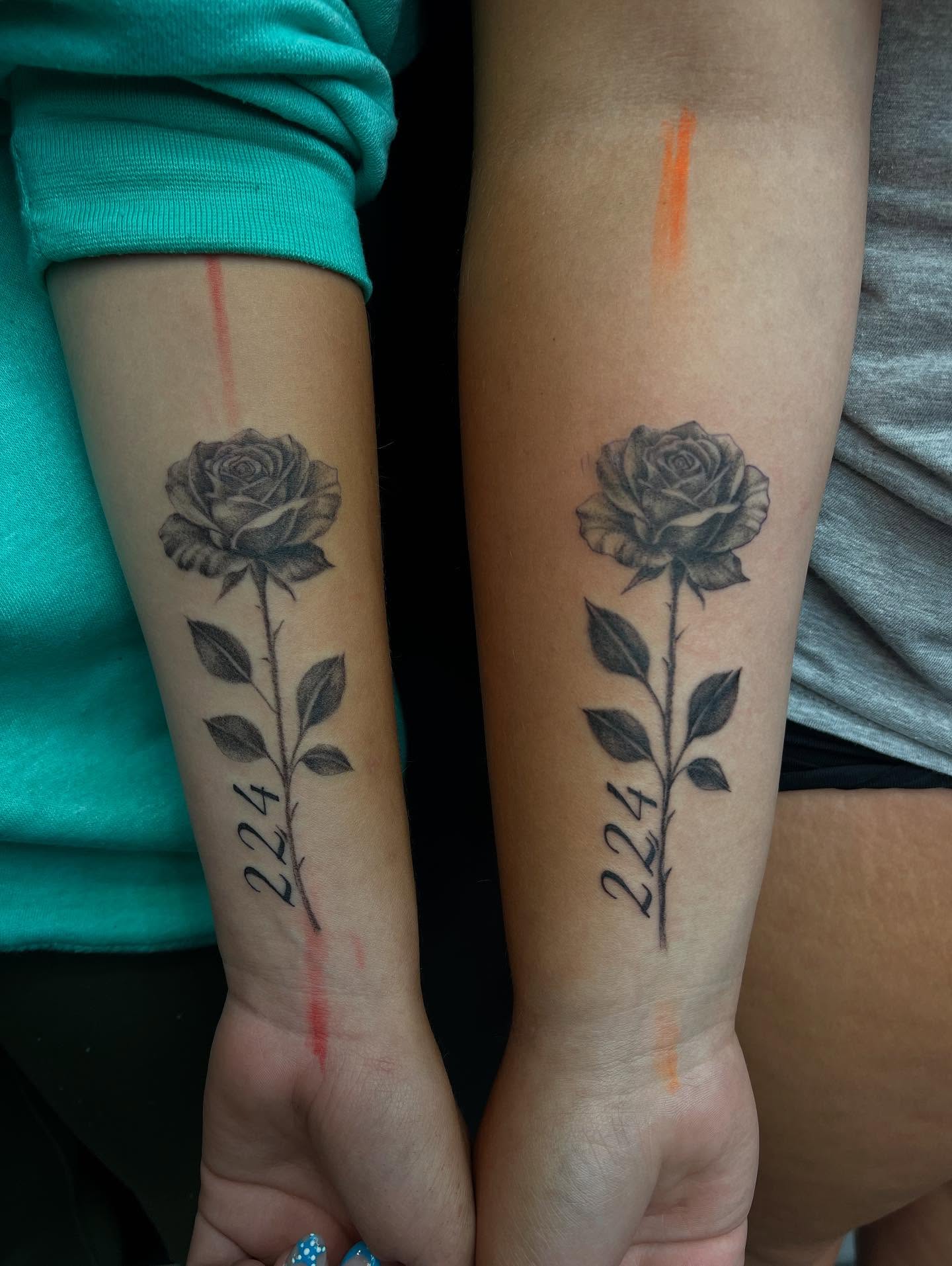 Rose black and grey tattoo on the forearm by @_frankyvee