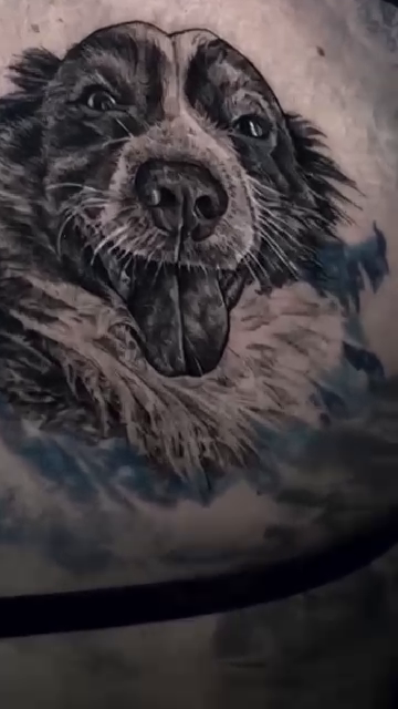 Dog portrait realism tattoo by James Moyer