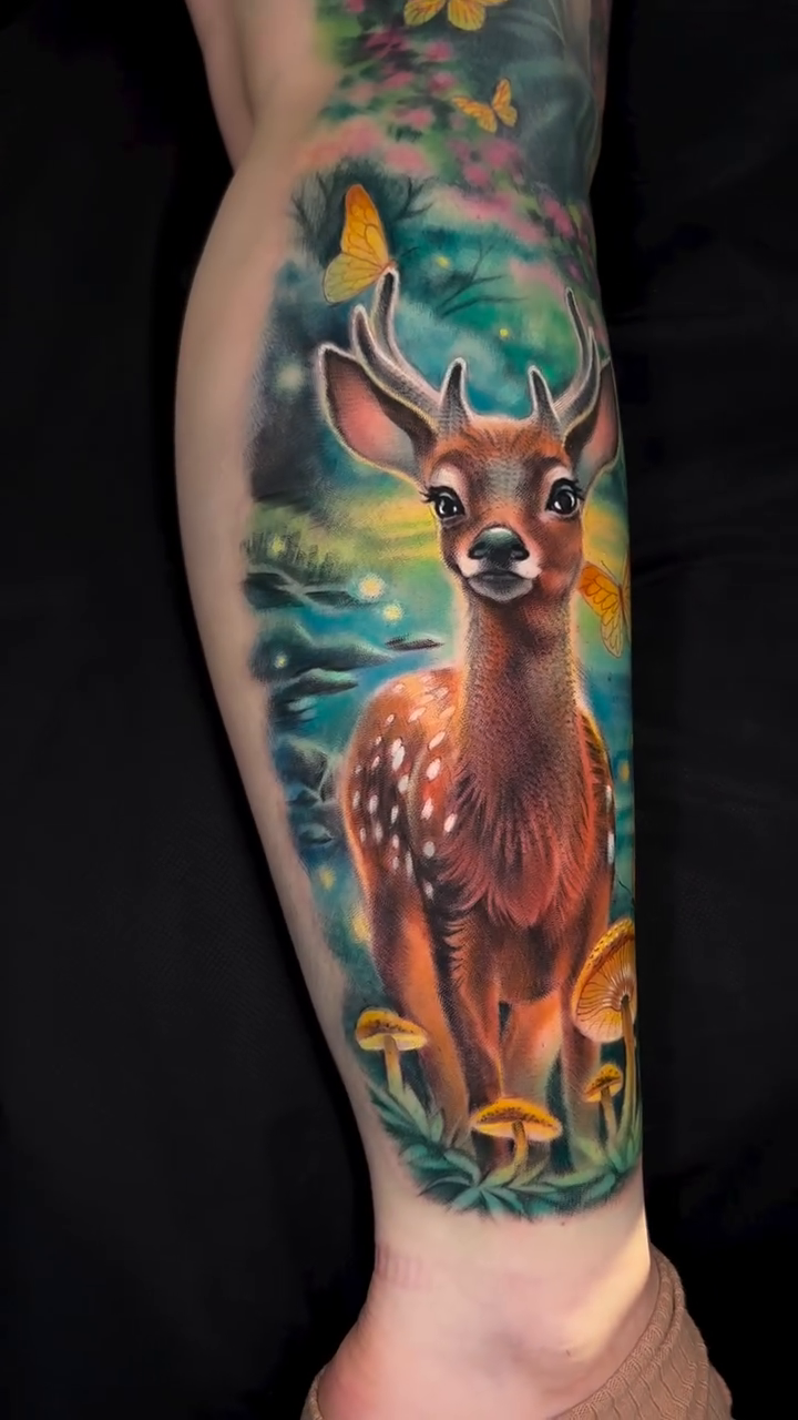 Deer in a forest clearing realism tattoo by πππΈππ»π΄ππΌπΈ π»πΈπΉπΉπ
ππ