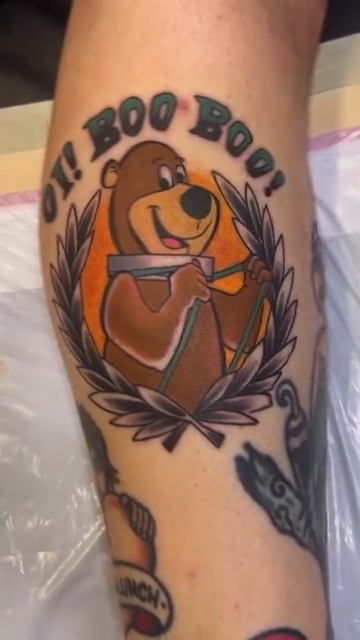 Yogi Bear new school tattoo by Bobby Tobin