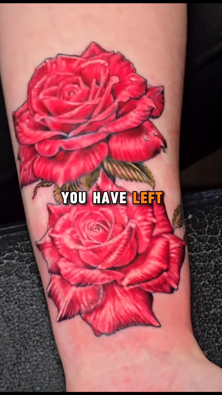 Roses and text realism tattoo by André Brazil