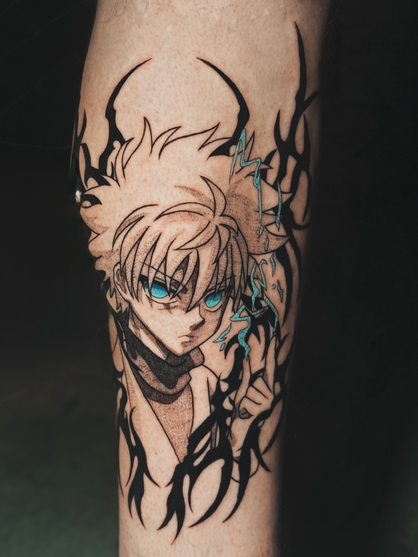 Tattoo by @umbra.inks — anime, tribal