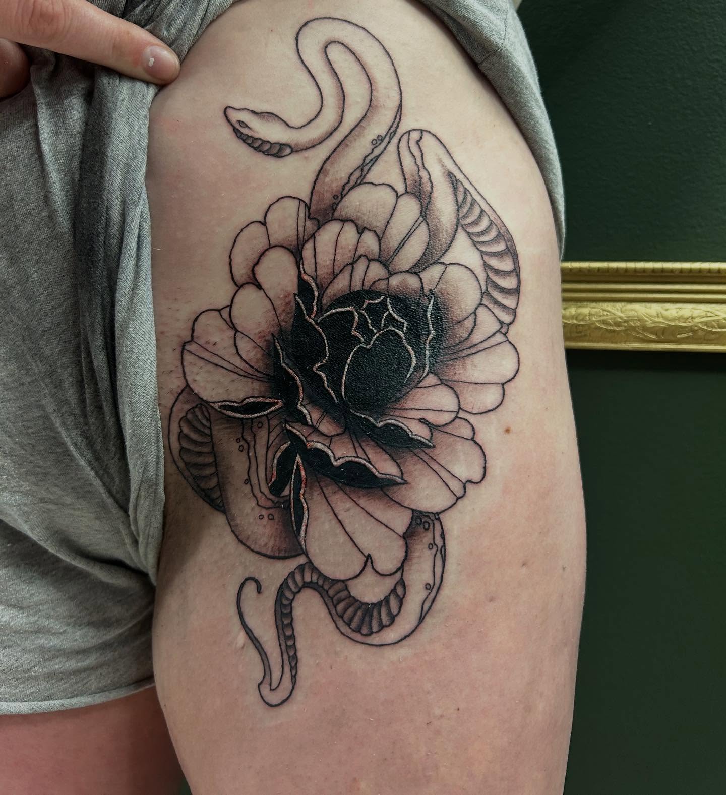 Tattoo by @emmysartemporium — black_and_grey