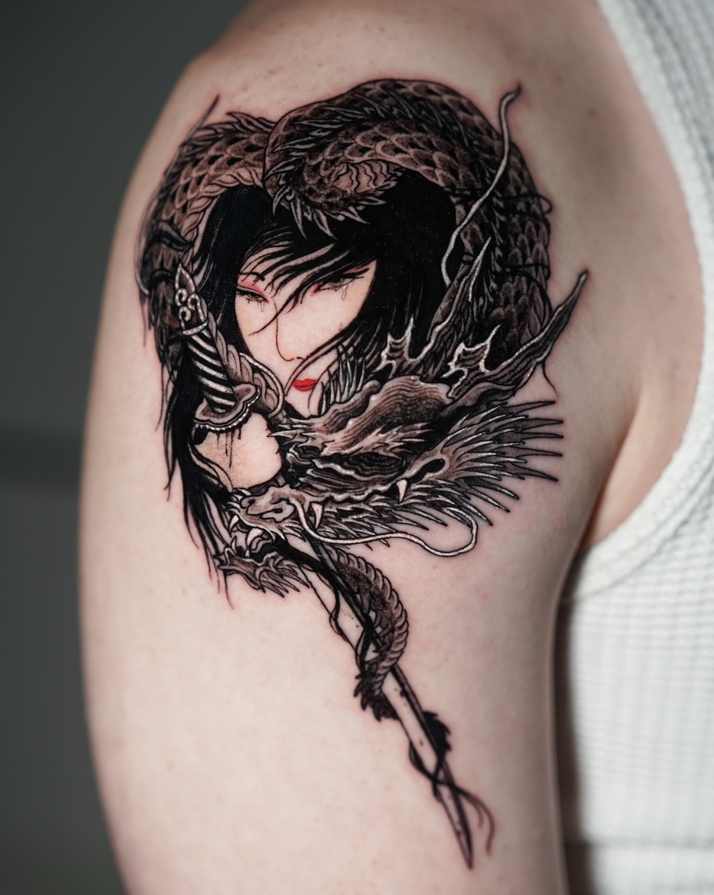 Tattoo by @swanissober — dark_realism, black_and_grey