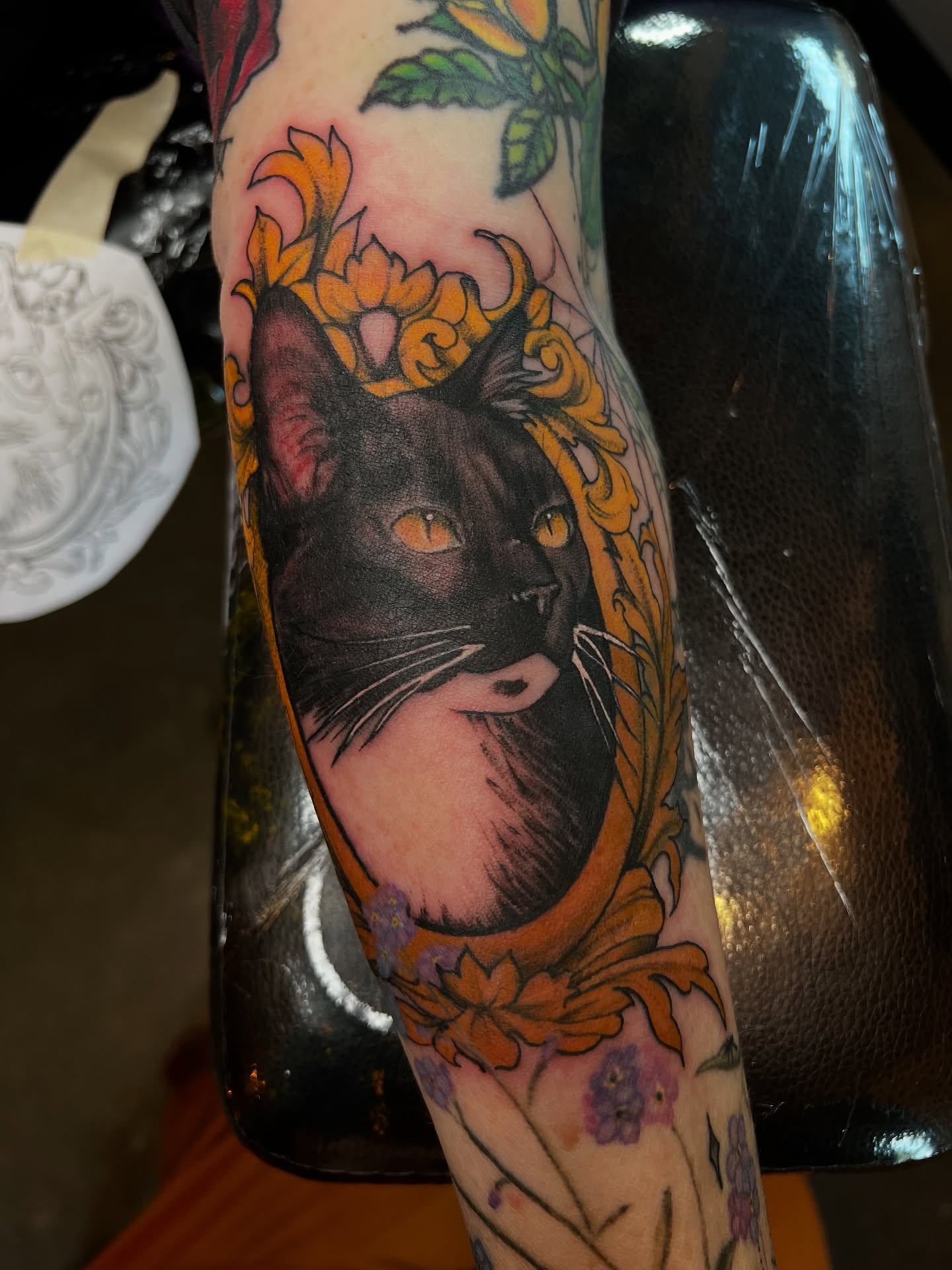 Cat realism tattoo on the forearm by Amanda Leitch