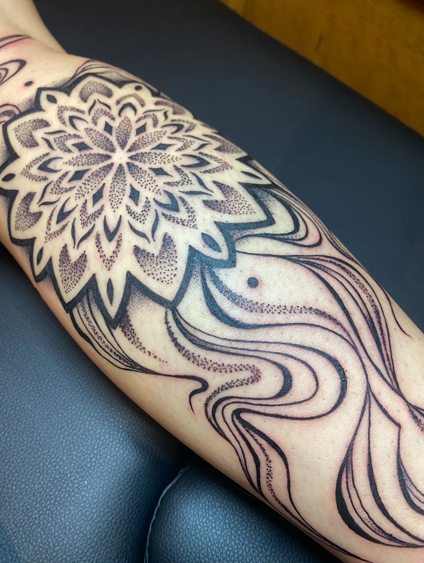Tattoo by @skins_aj — dotwork, black_and_grey