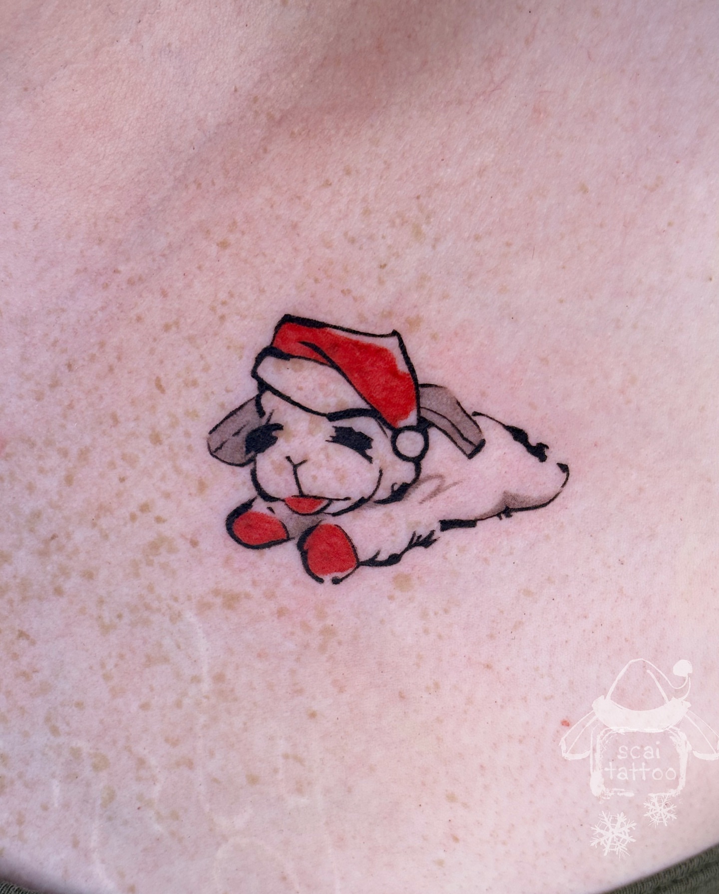Christmas dog illustrative tattoo by scaitattoo