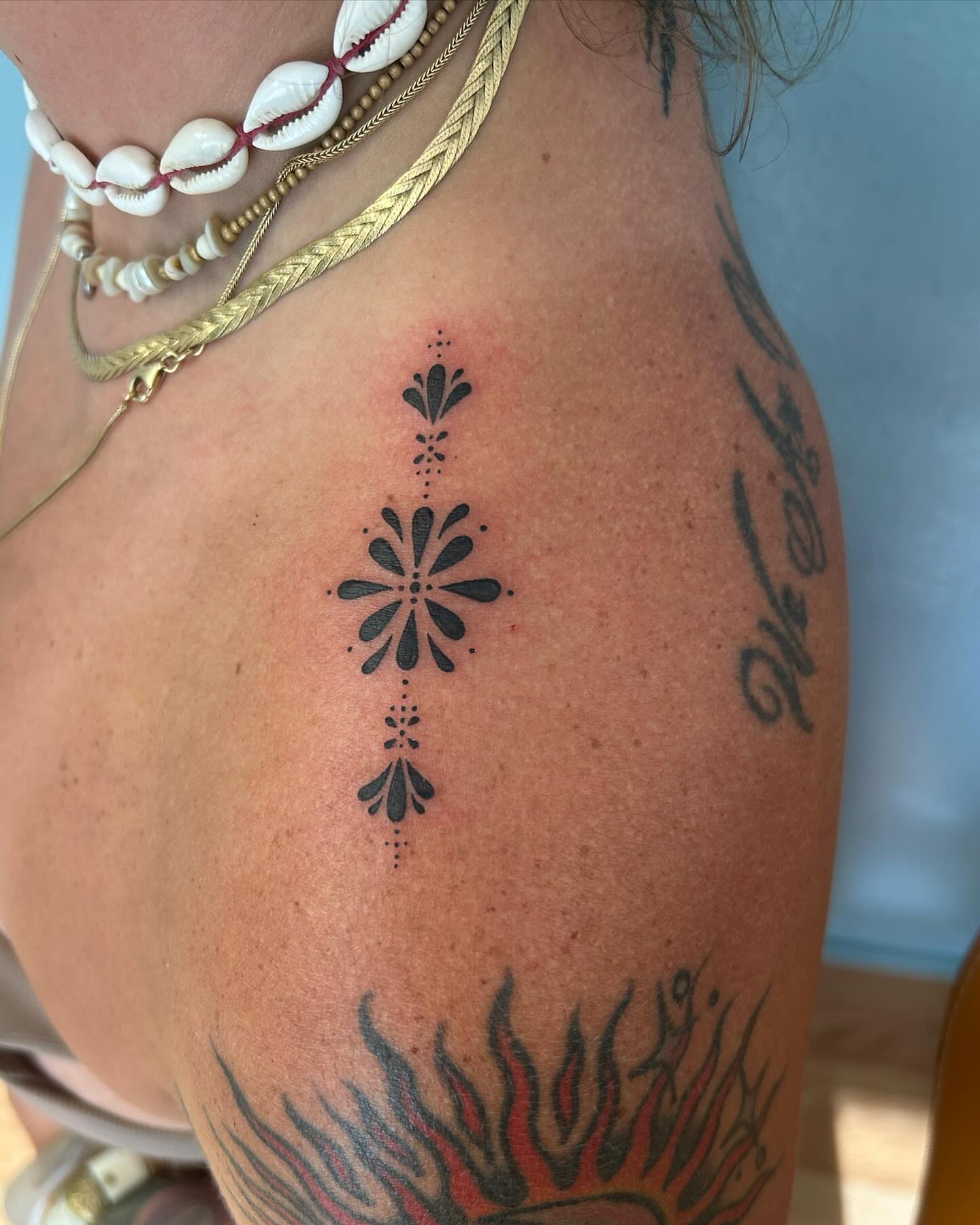 Tattoo by @chaotic__fern β dotwork, geometric