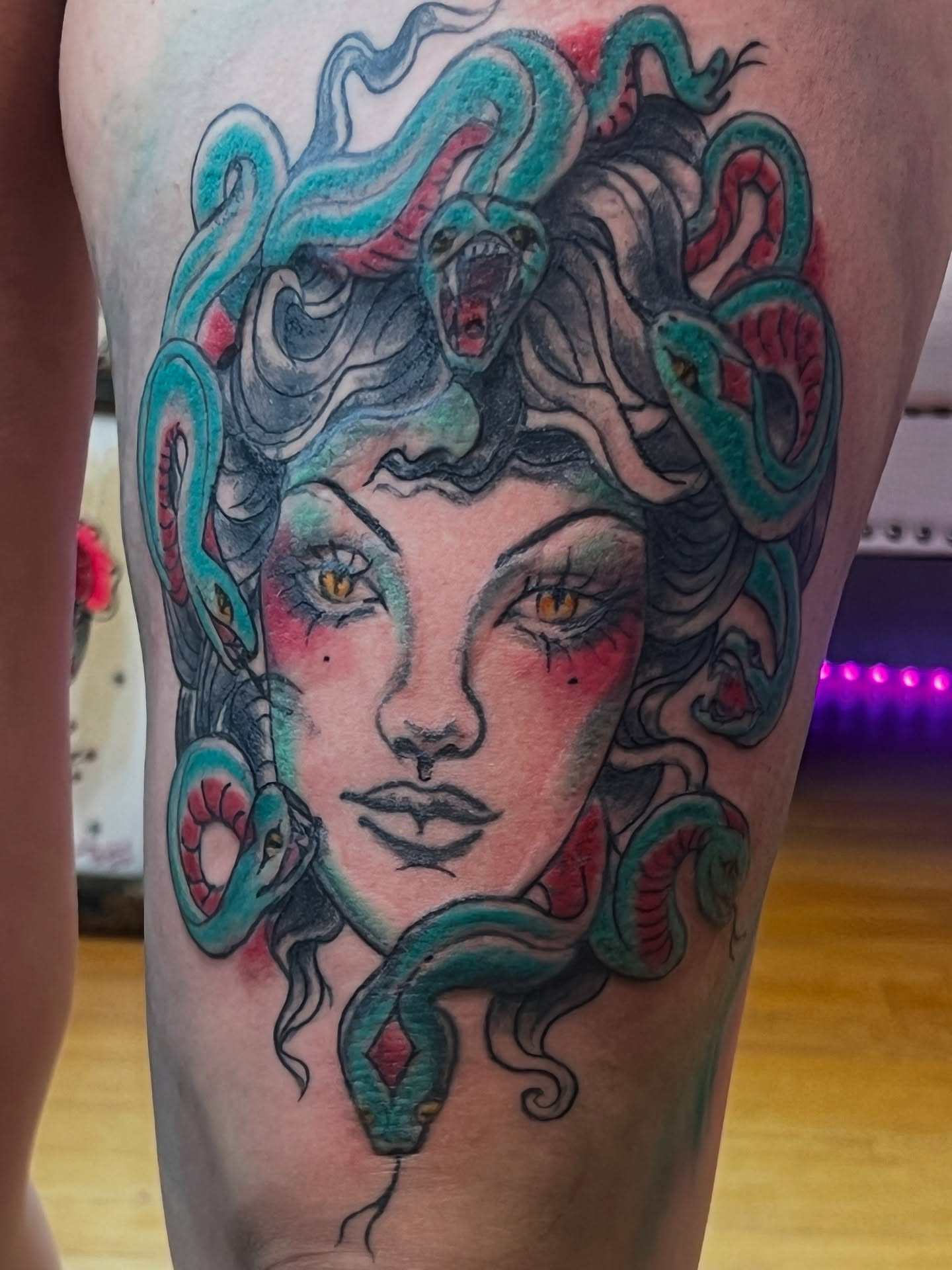 Medusa neo-traditional tattoo on the thigh by πππππ°ππππ πΏπππππ