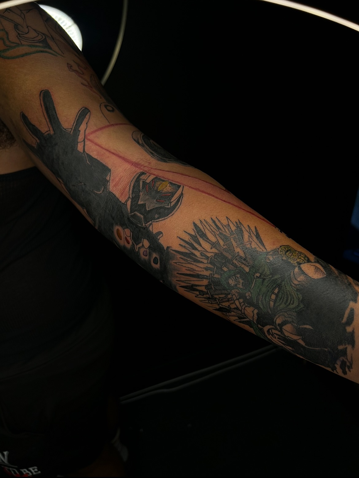Cyborg and skull black and grey tattoo on the forearm by Cleveland Tattoo Artist, Cleveland, Ohio