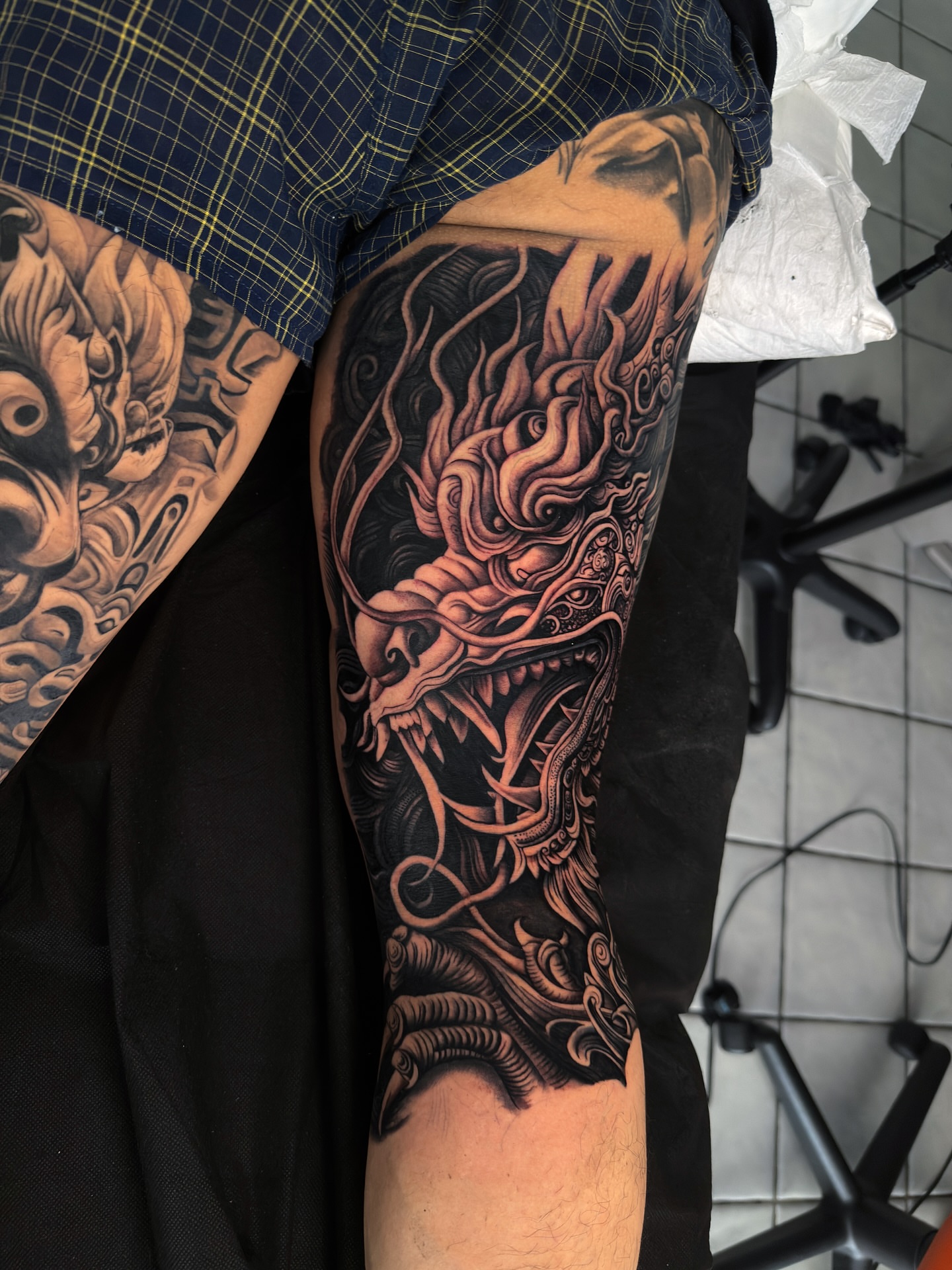 Tattoo by @mckenna_tattoo — japanese_irezumi, black_and_grey