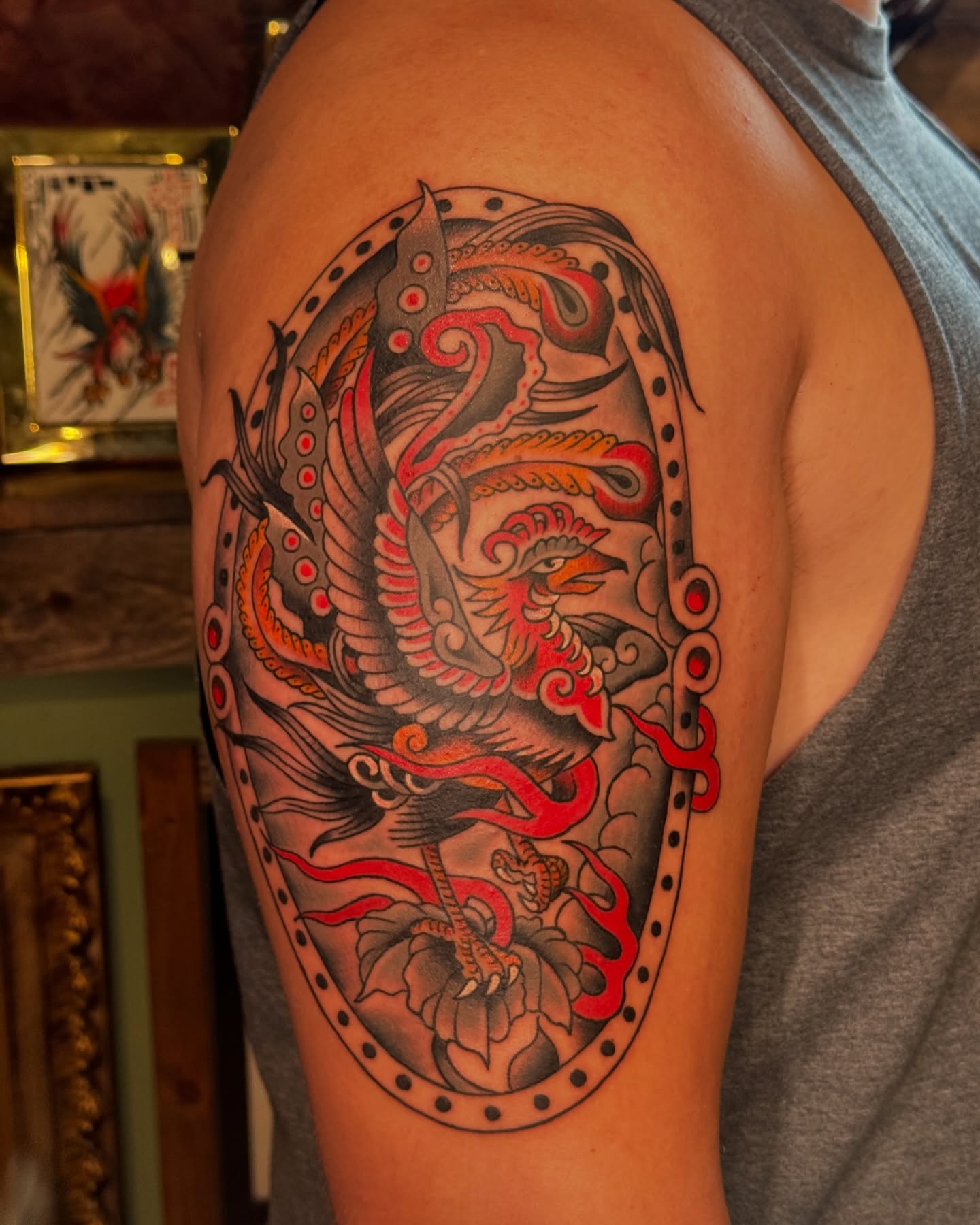 Tattoo by @inkcmob — american_traditional, dotwork