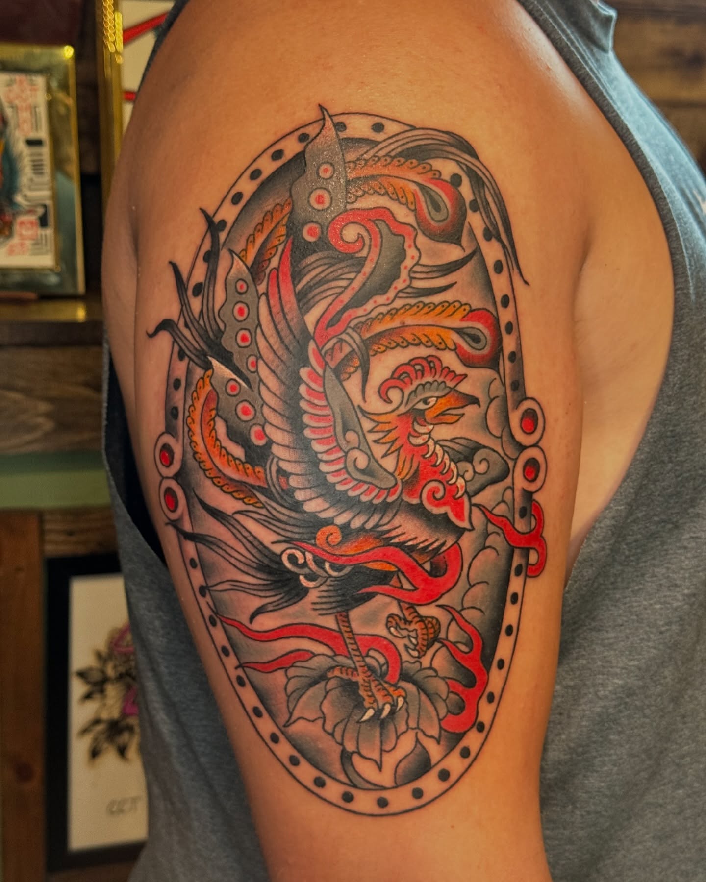 Tattoo by @inkcmob — american_traditional, dotwork