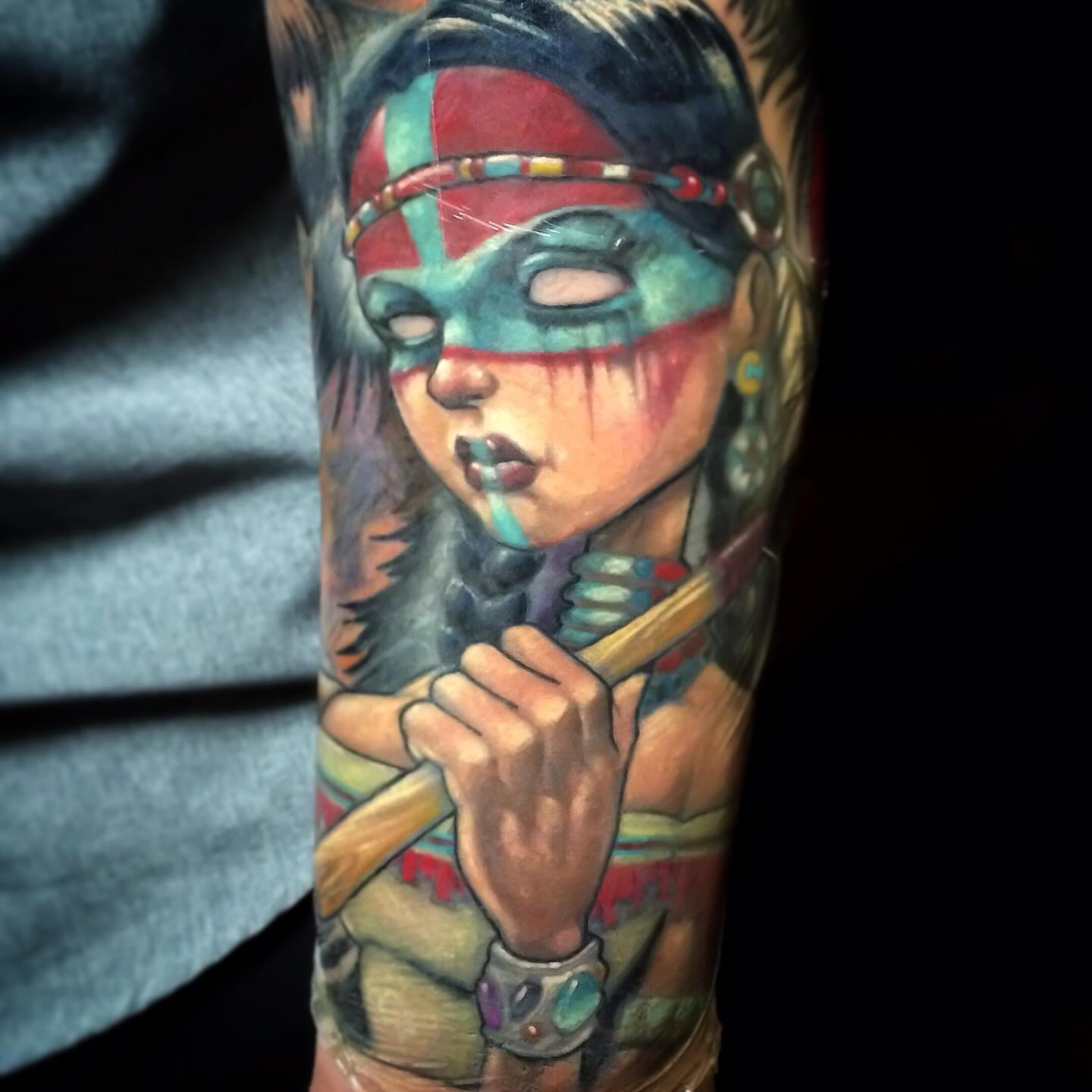 Indian woman realism tattoo on the forearm by Picasso Dular, Lake Forest, California