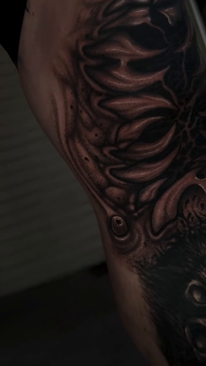 Ribcage and skull realism tattoo by Isaac