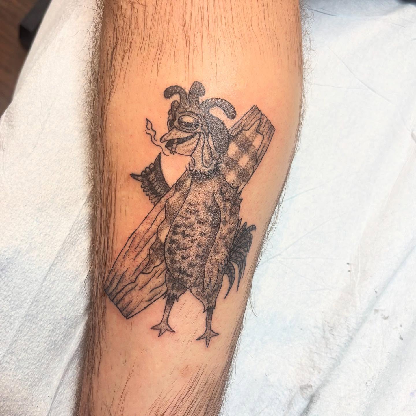 Chicken dotwork tattoo on the forearm by savannah
