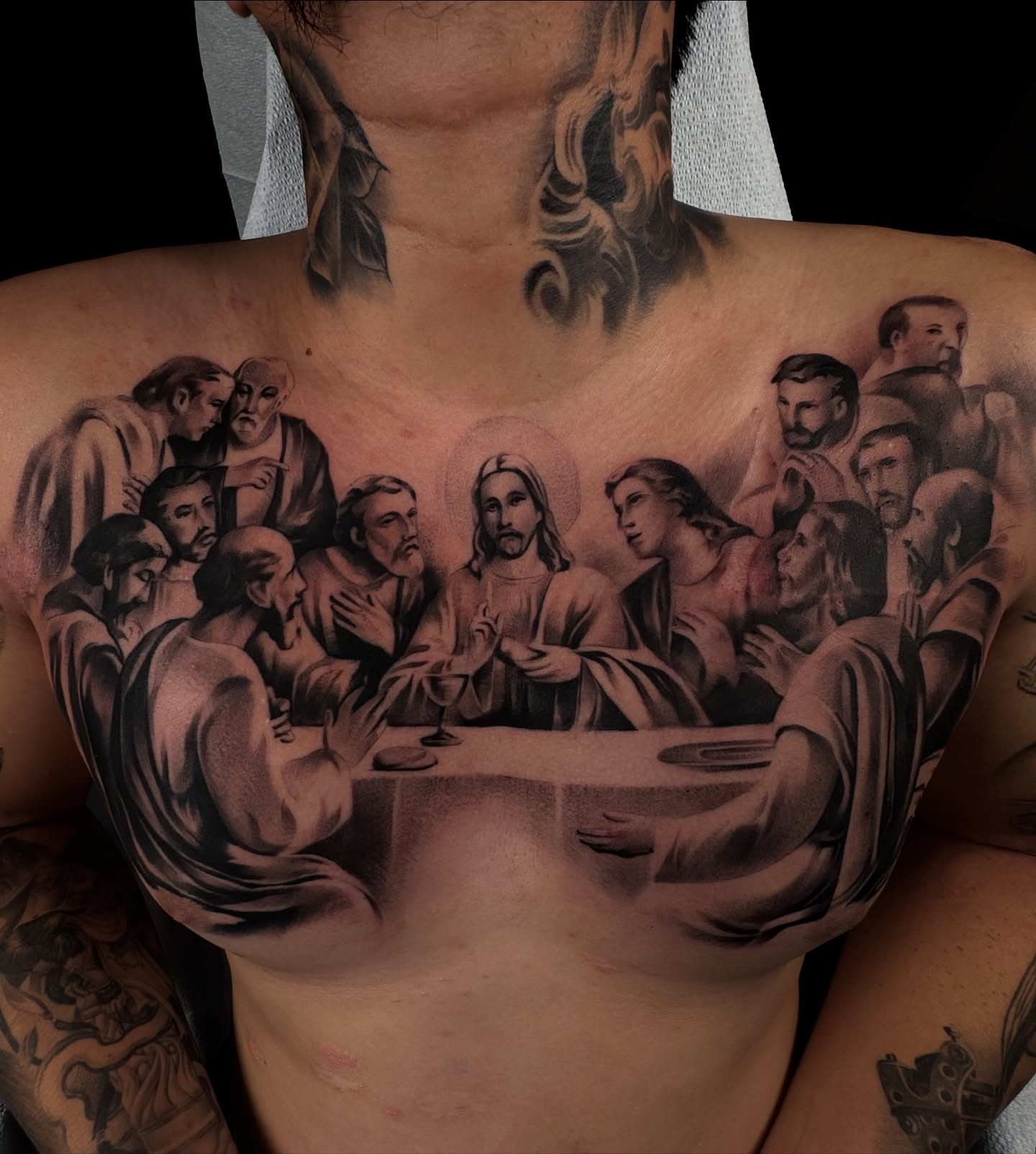 The last supper realism tattoo on the chest by 🇵🇭Joseph Passion