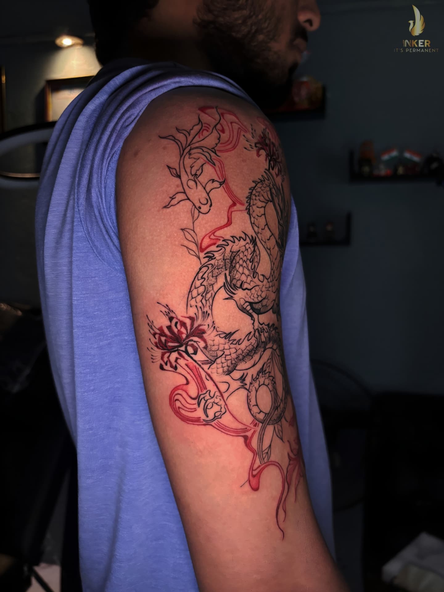 Dragon japanese irezumi tattoo on the upper arm by Shubhadeep Mukherjee