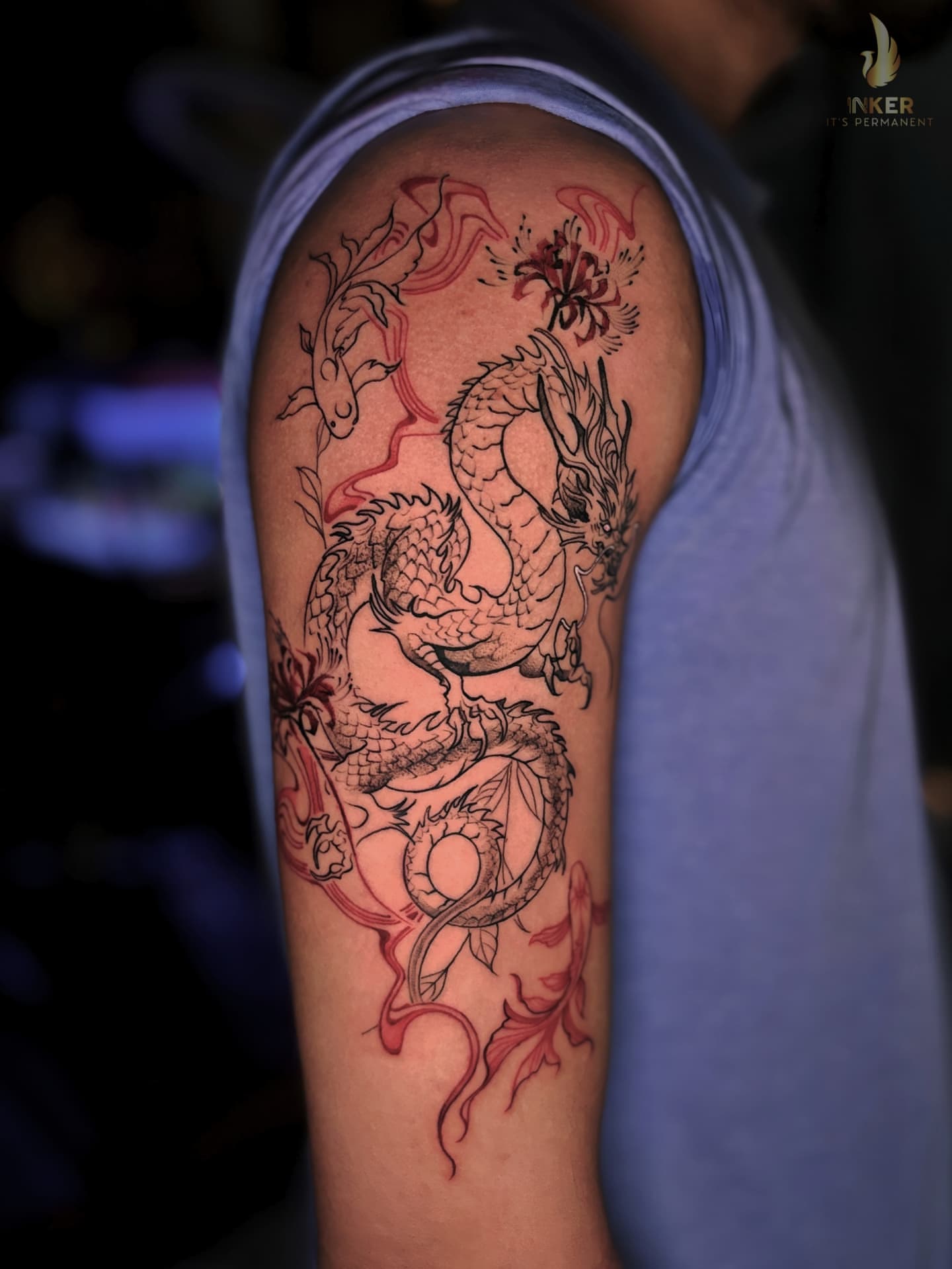 Dragon japanese irezumi tattoo on the upper arm by Shubhadeep Mukherjee