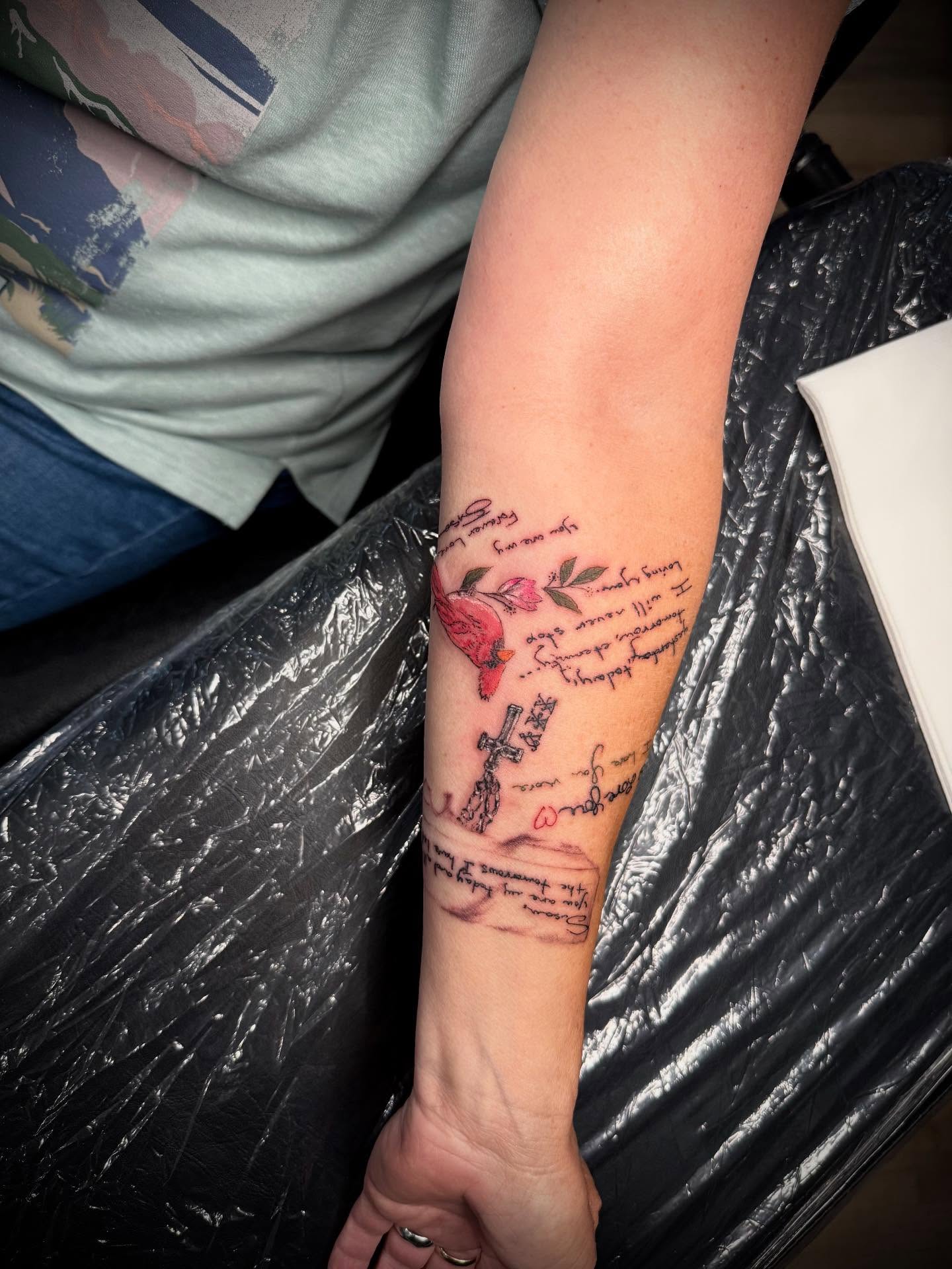 Tattoo by @pandamonium_tattoos — lettering_script