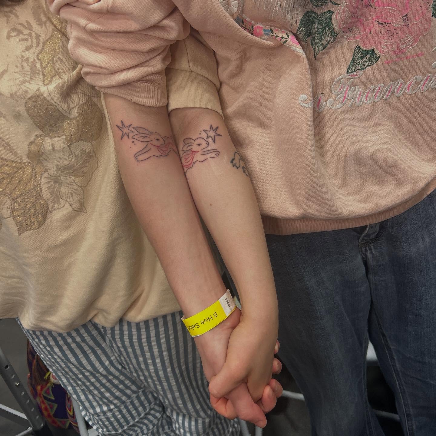 Angels fine line tattoo on the forearm by *♡+:・゚* caroline ✩*:・゚✧*:・゚