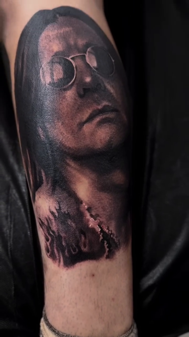 Ozzy Osbourne portrait realism tattoo by Jason Martinez