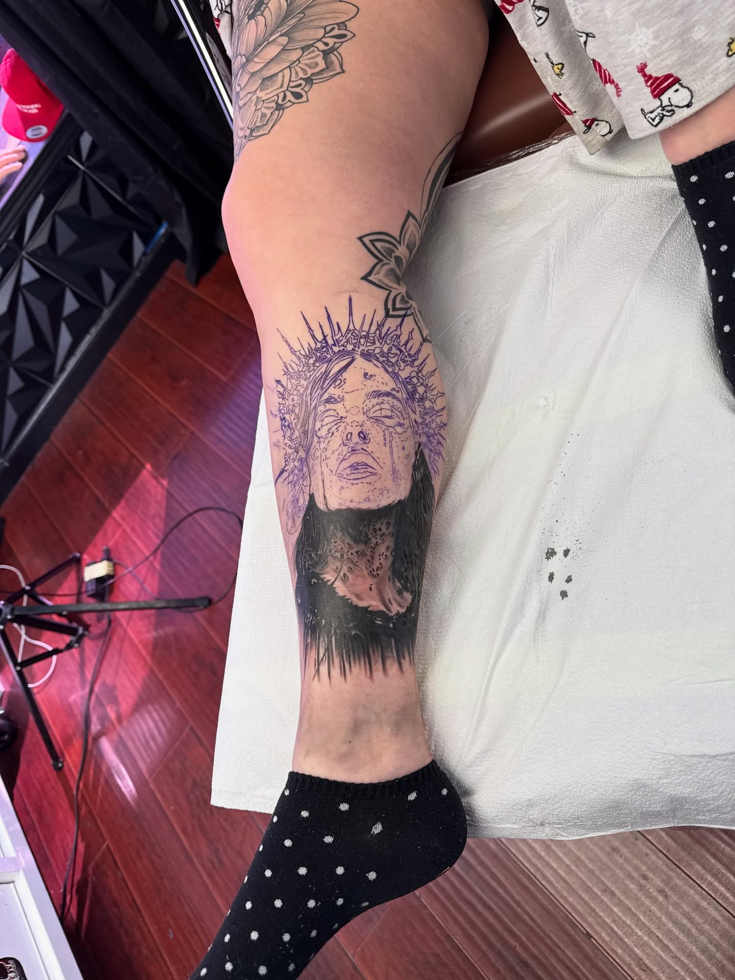 Woman's face realism tattoo on the forearm by James Reed Tattoo artist