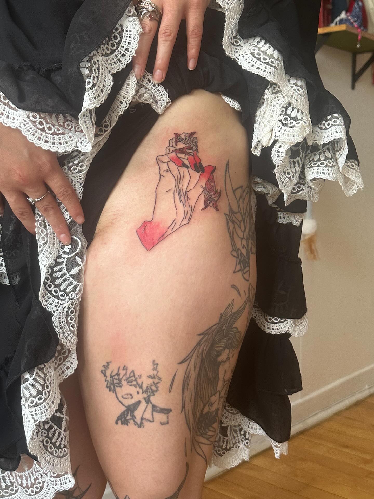 Tattoo by @maya_iconictattoo — watercolor, illustrative