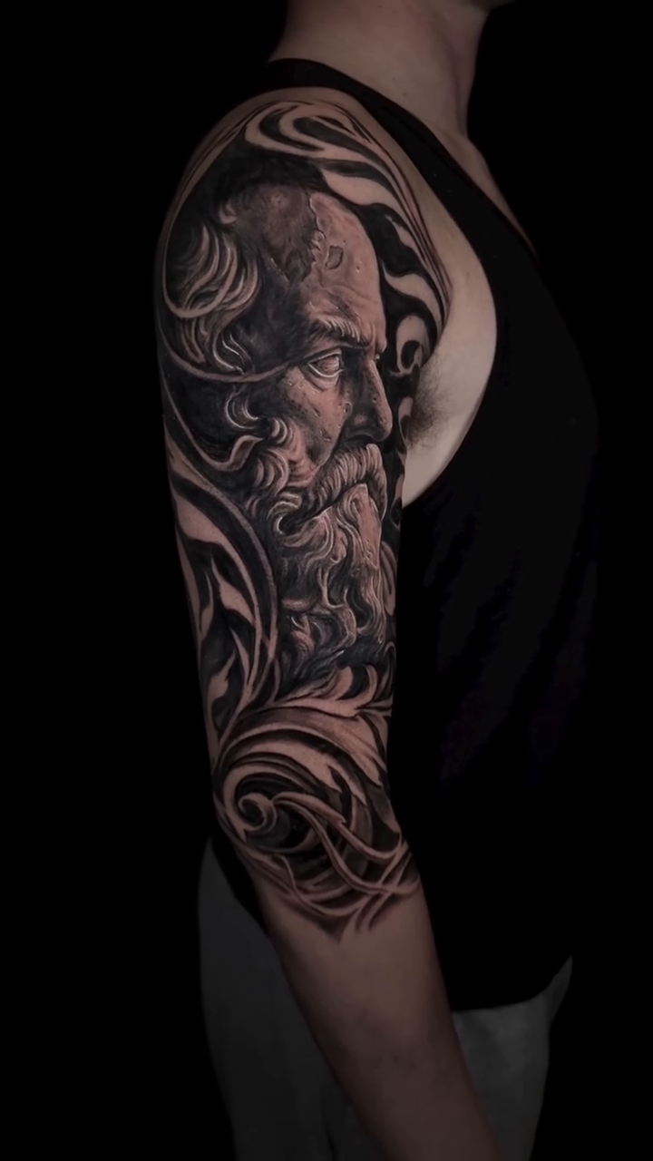 Tattoo by @coryjamestattoo — realism, black_and_grey