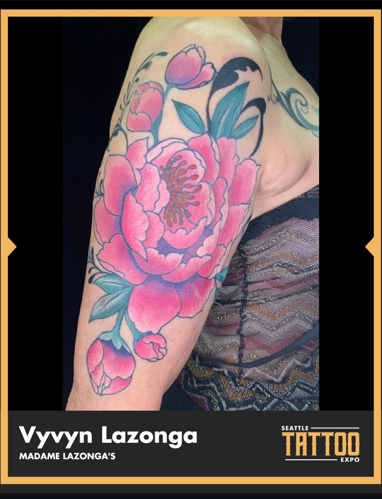 Peony American traditional tattoo on the forearm by Vyvyn Lazonga
