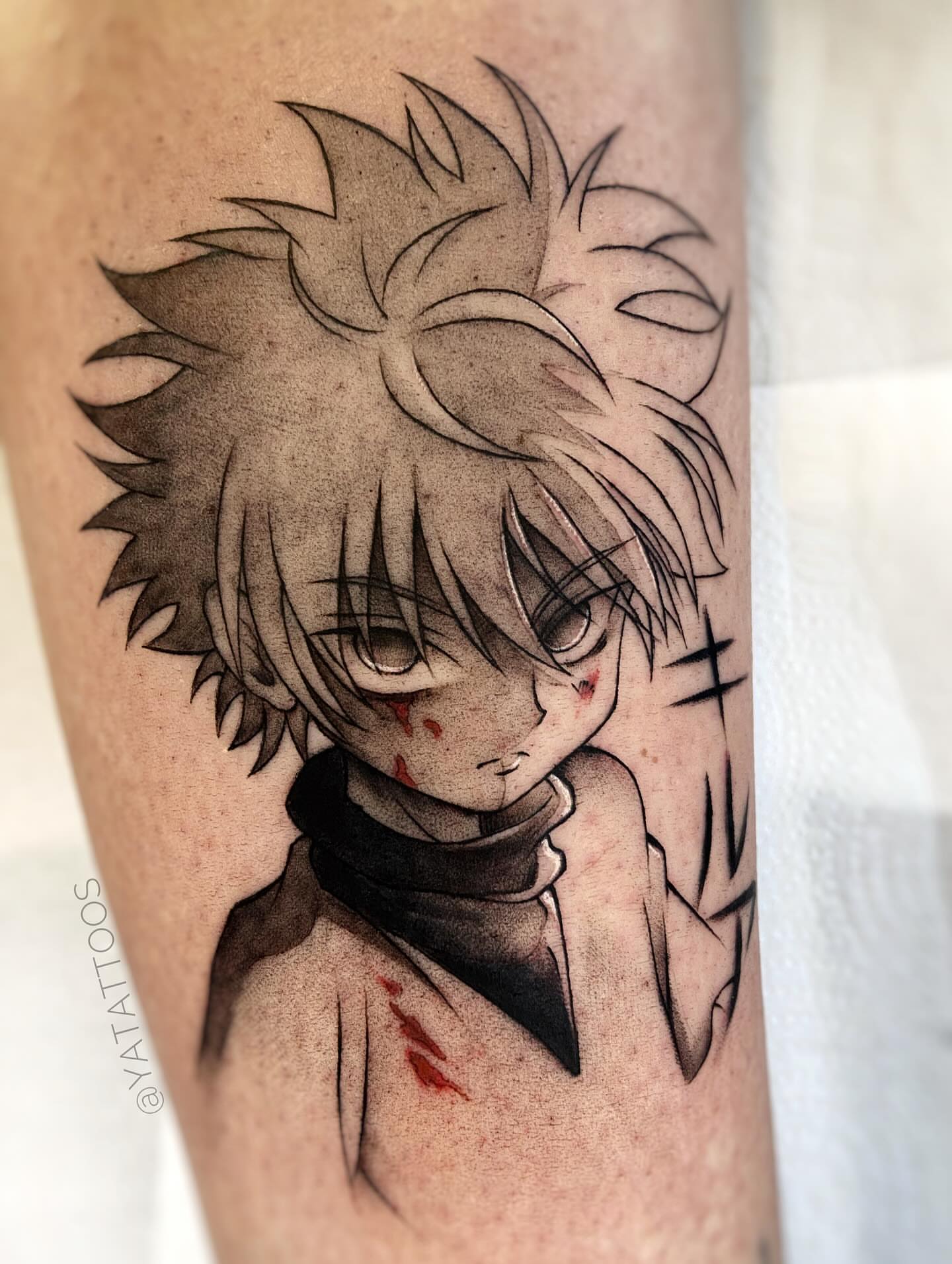 Anime character anime tattoo on the forearm by Yasmin Almeida