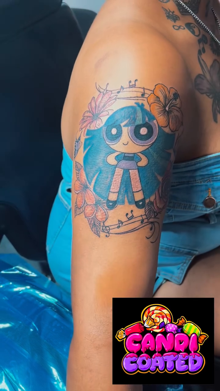 Blossom from Powerpuff Girls anime tattoo by CandiCoatedInk