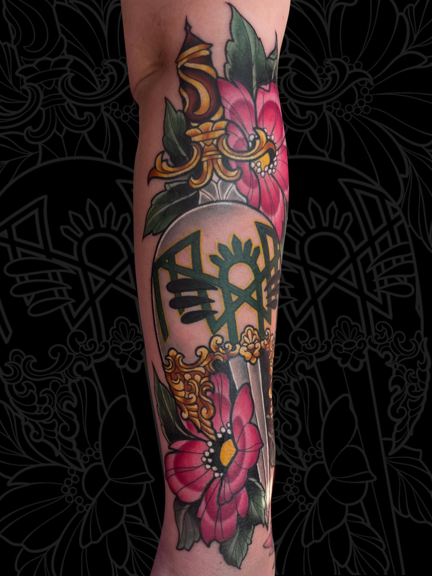 Tattoo by @oliviawhantattoos — american_traditional, dotwork