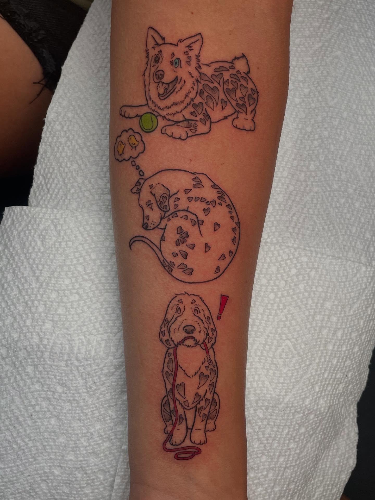 Dogs dotwork tattoo on the forearm by ✦ 𝐊𝐚𝐢𝐭 ✦