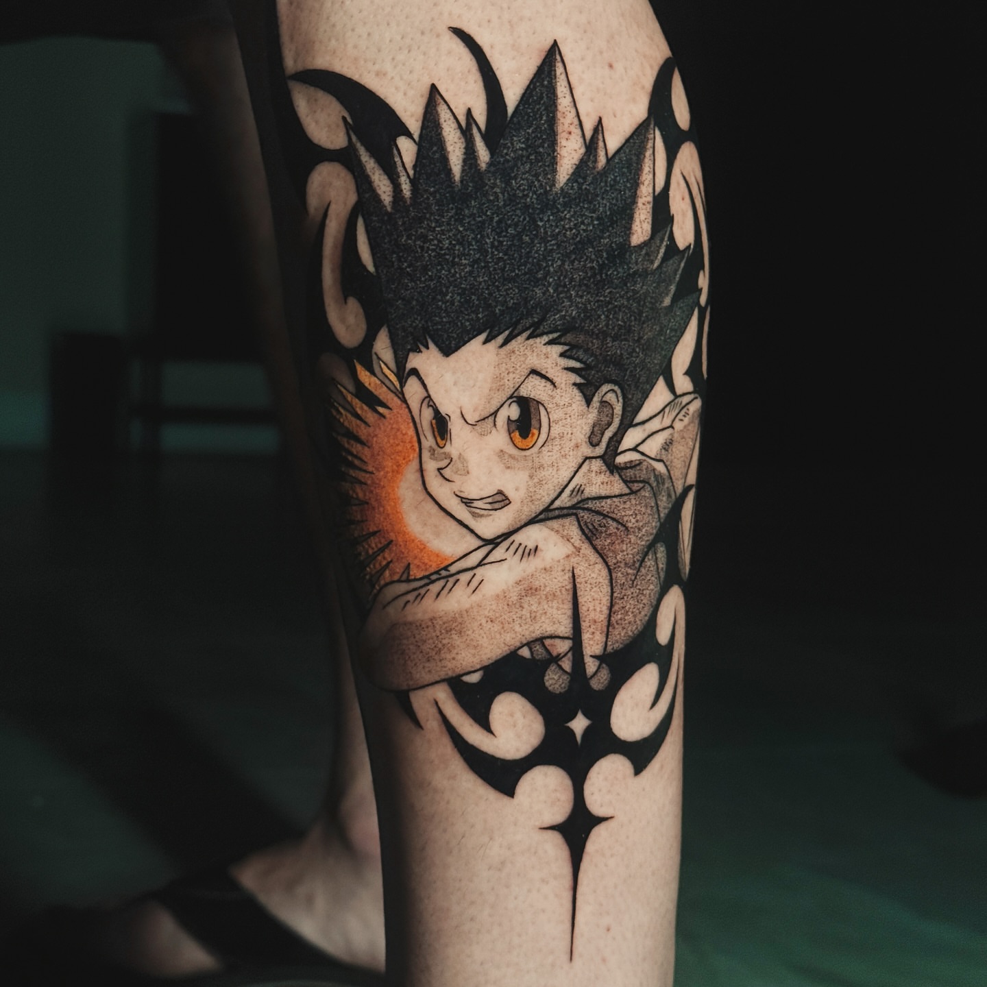 Tattoo by @umbra.inks — anime, tribal