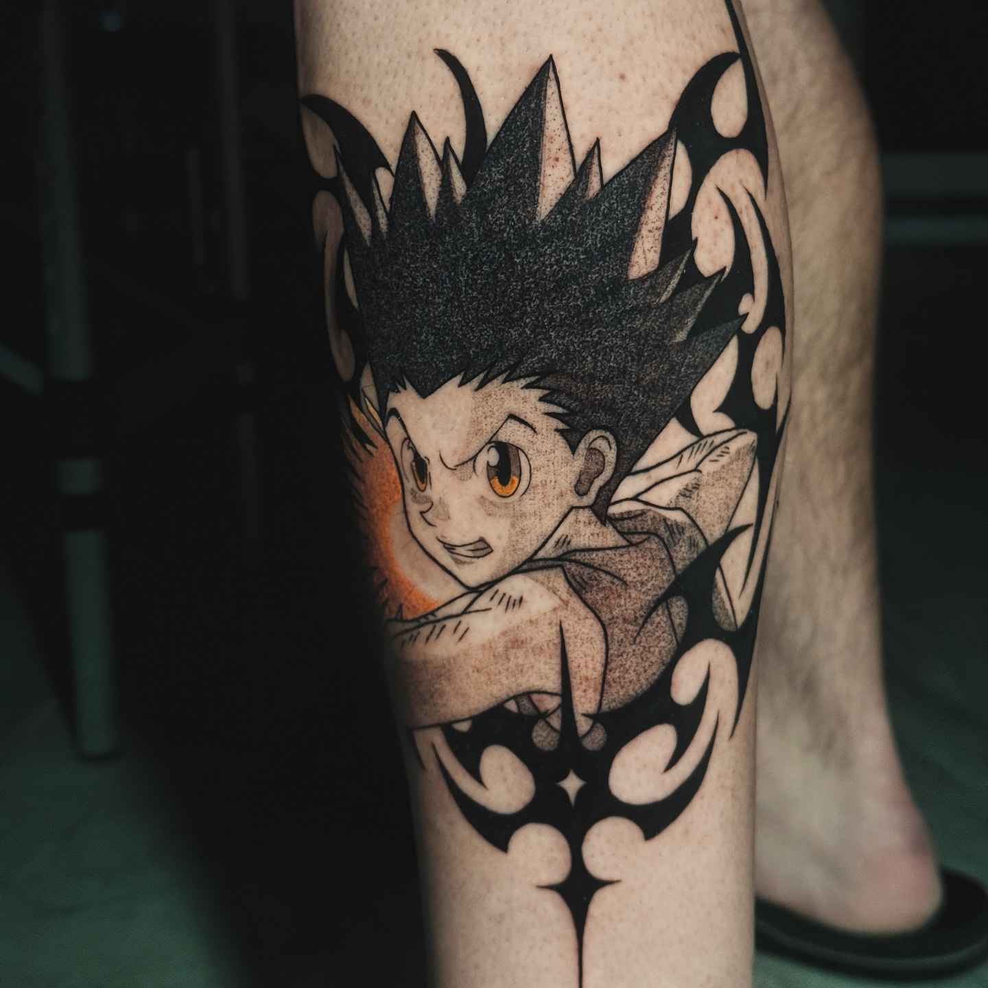 Tattoo by @umbra.inks — anime, tribal