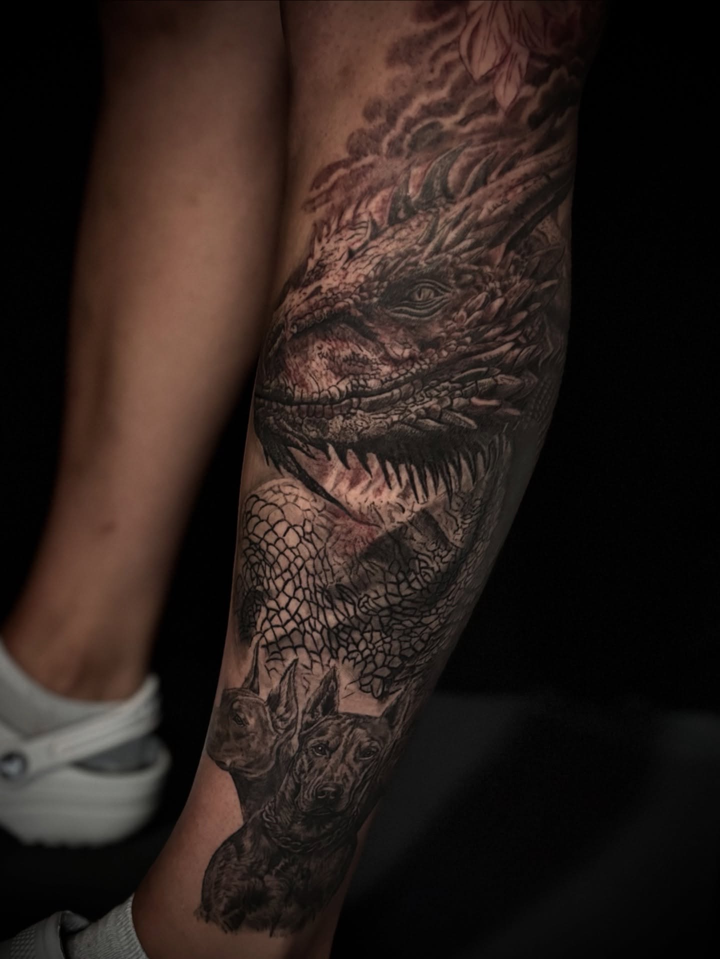 Dragon realism tattoo on the forearm by Tattoos by Marcy