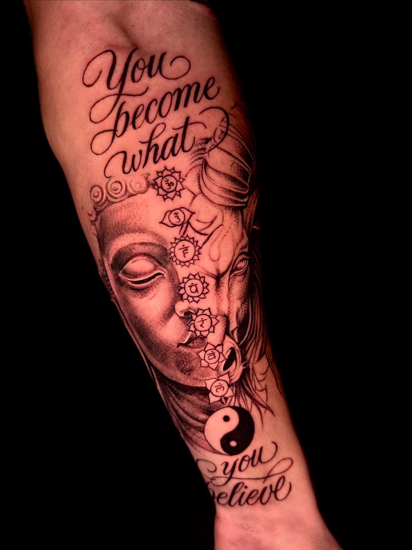 Motivational quote realism tattoo on the forearm by ☆ LULU ☆ Licence No. 108595