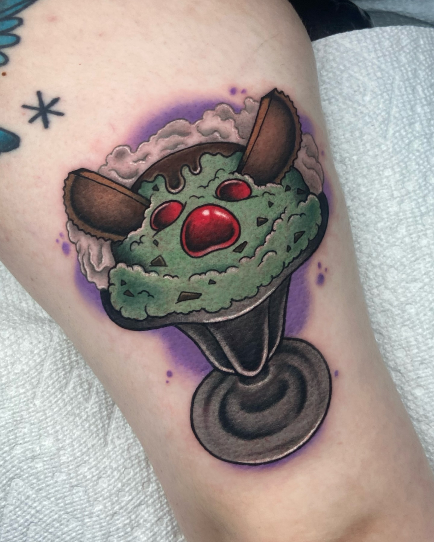 Ice cream sundae American traditional tattoo on the forearm by ππππππ